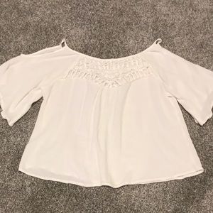 White Shoulder Cut Top